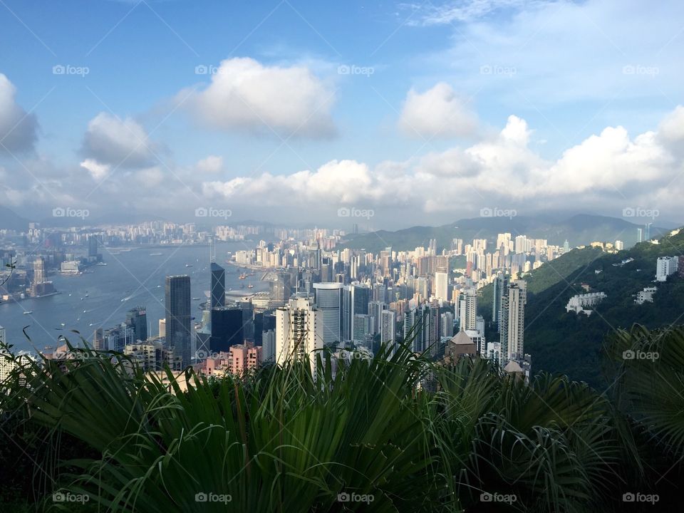 Hong Kong from the Peak. View of Hong Kong and Victoria Harbour from the Peak