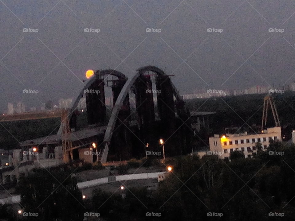 bridge with moon. kiev Ukraine
