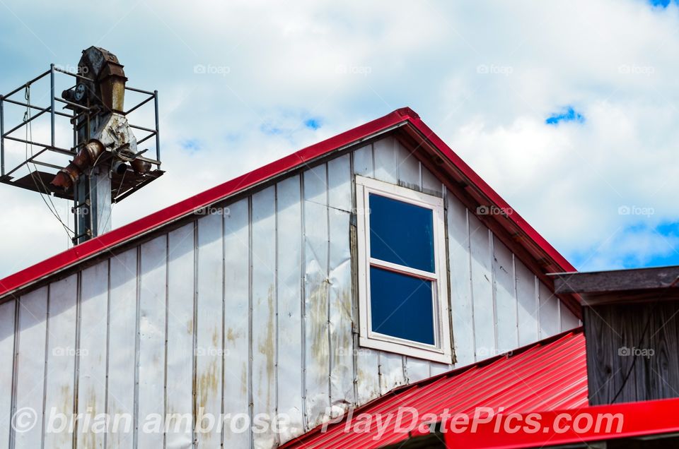 Old building Red Tin Roof Window Sky Pitched Roof