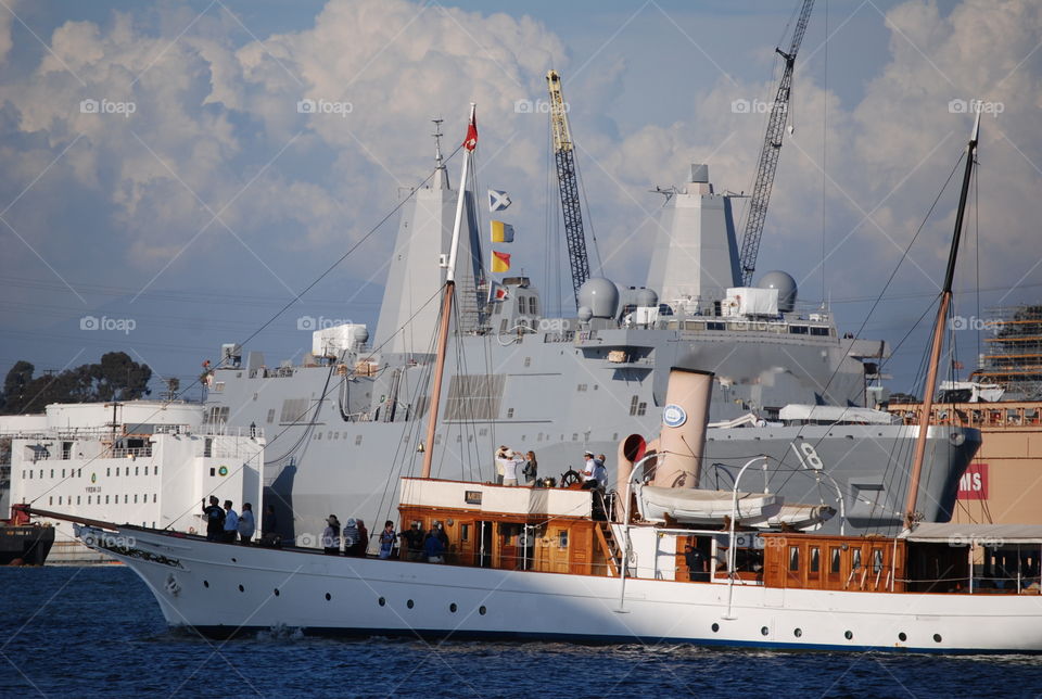 Navy ship on San Diego bay 