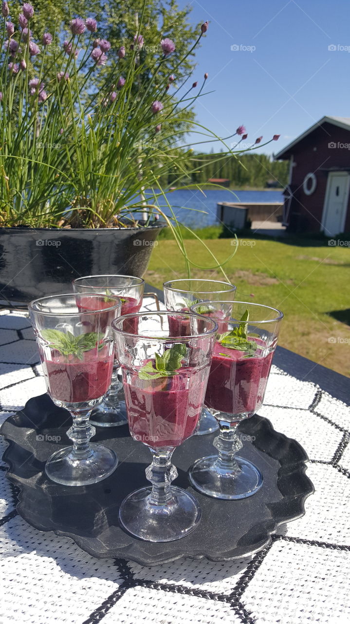 Healthy smoothies at summer cottage