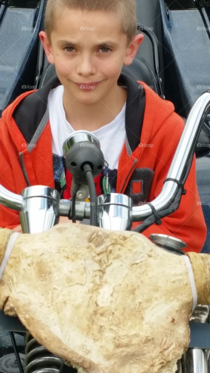 my son on a harley davidson