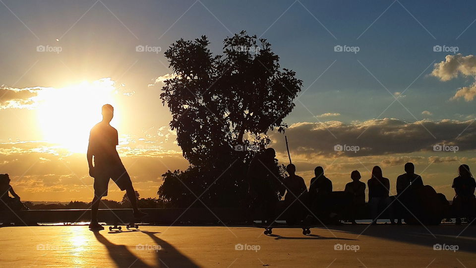 skating at sunset