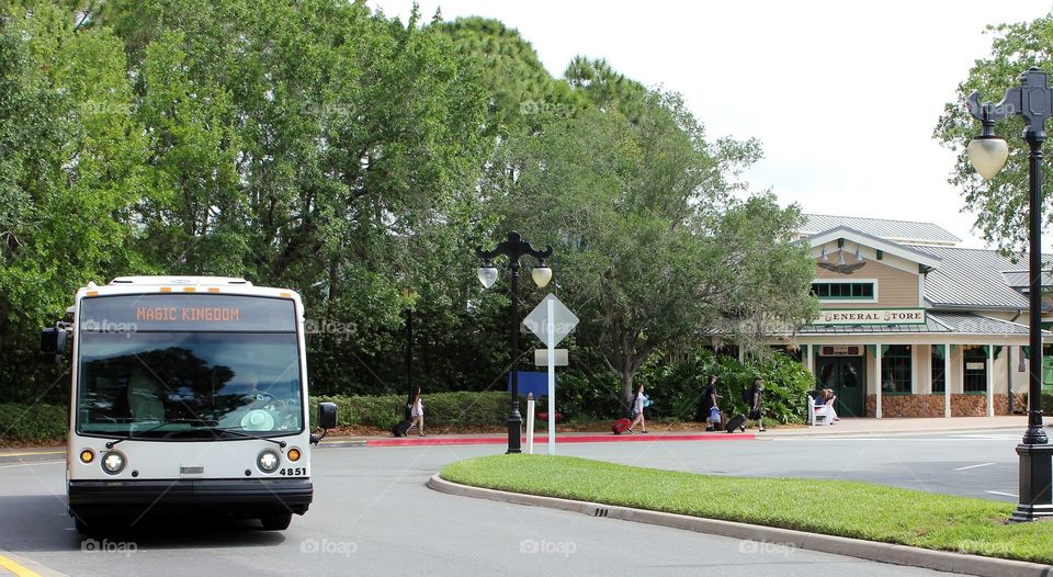 Let's go! . Bus to the Magic Kingdom is here!!