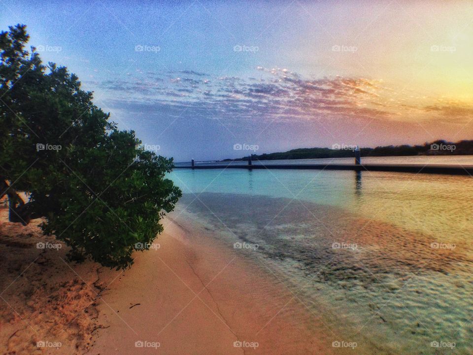 Water, Sunset, Beach, No Person, Dawn