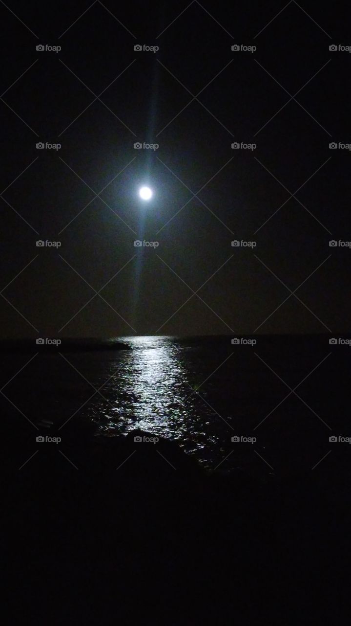 Moonlight reflection on the water.