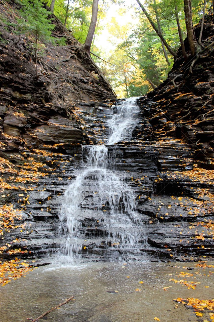 Waterfall in the autumn 