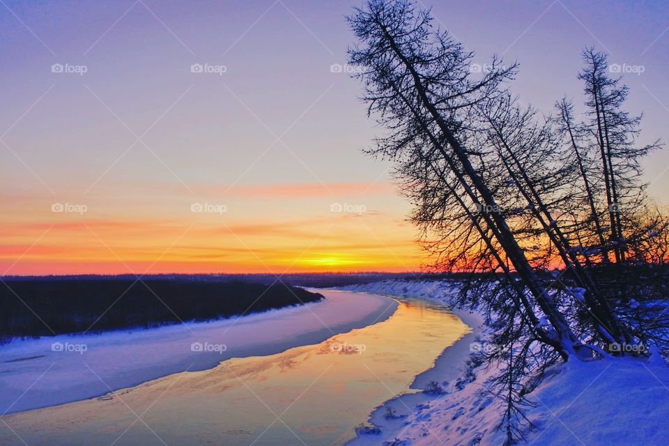 Winter, winter time, winter landscape, winter fairy tale, frost, frosty lace, north, arctic, snow, winter sunset, winter morning, snowy land, northern land, northern latitude, cold, red, frosty morning, snow on branches, ice, icy branches, sun, winte