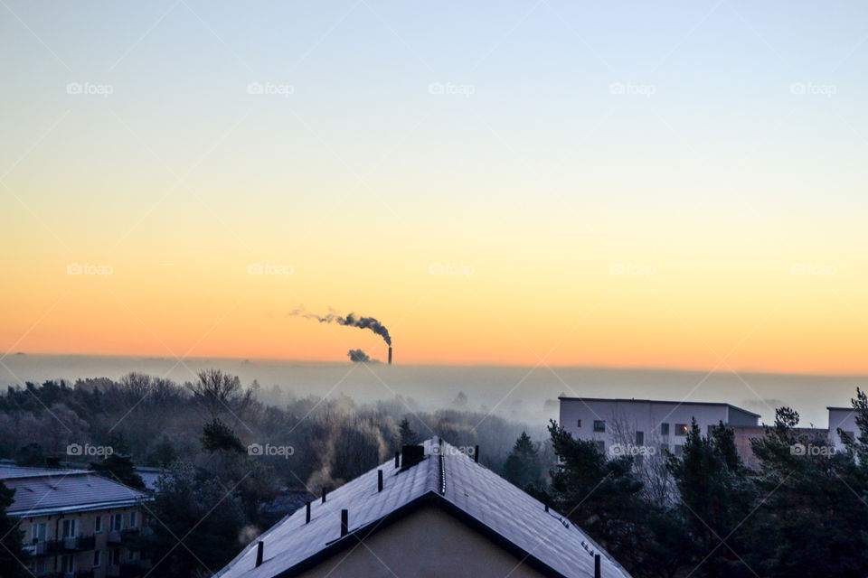 Cold winter morning in Sweden from above 