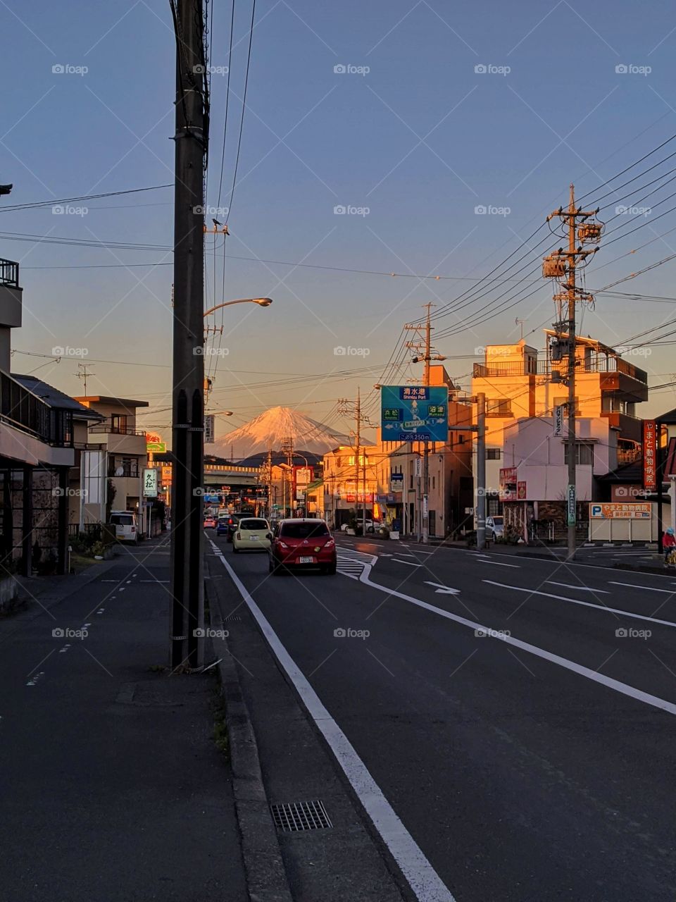 mesmerizing view of Mount fuji and sunset
