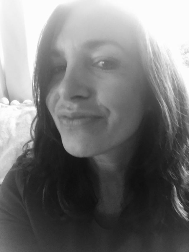 Woman black and white selfie portrait