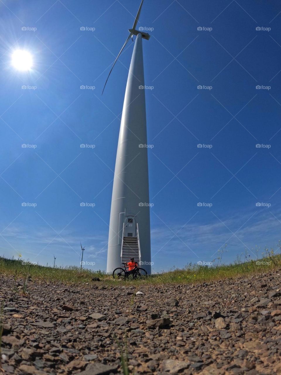 wind farm and bicycle