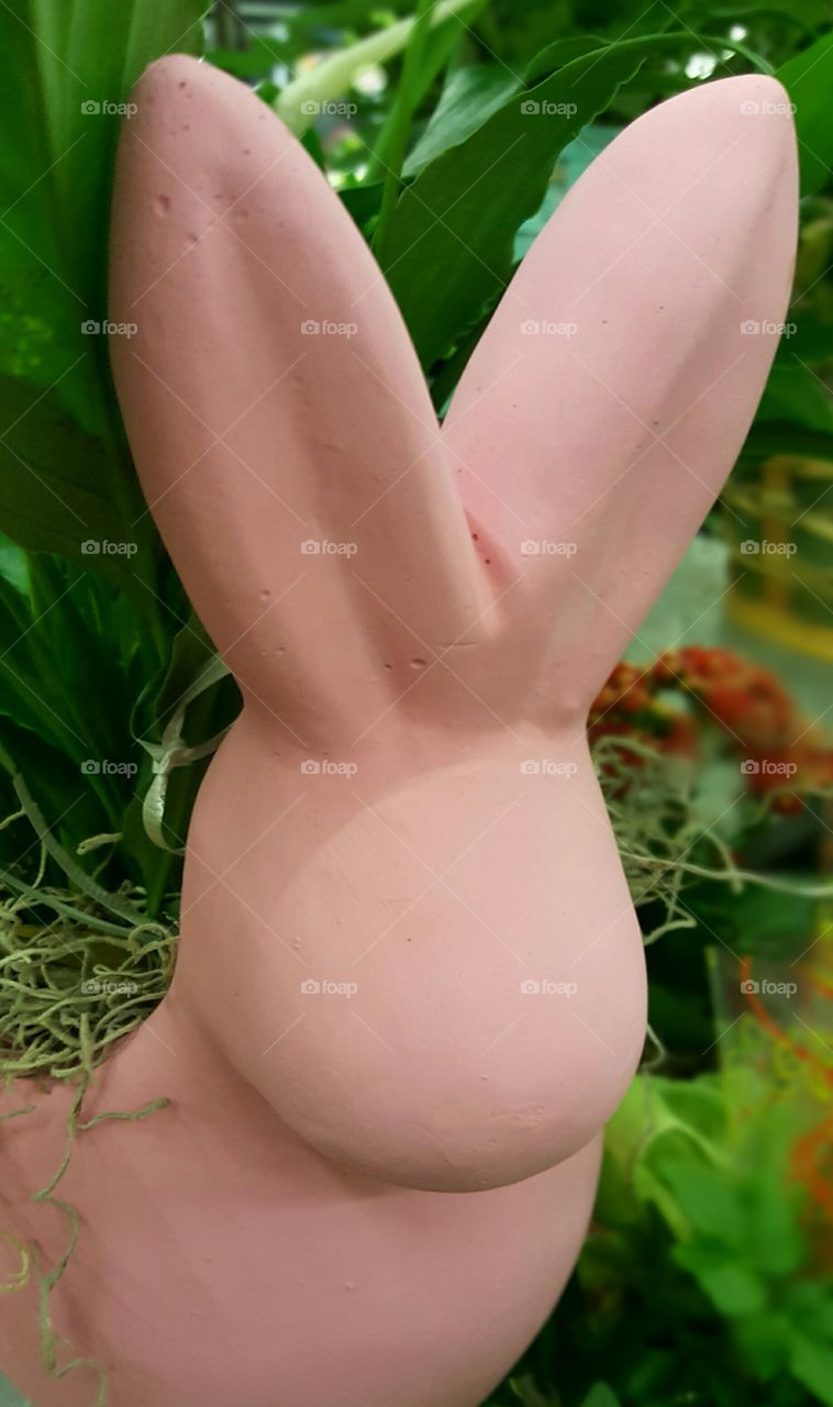 pink rabbit planter