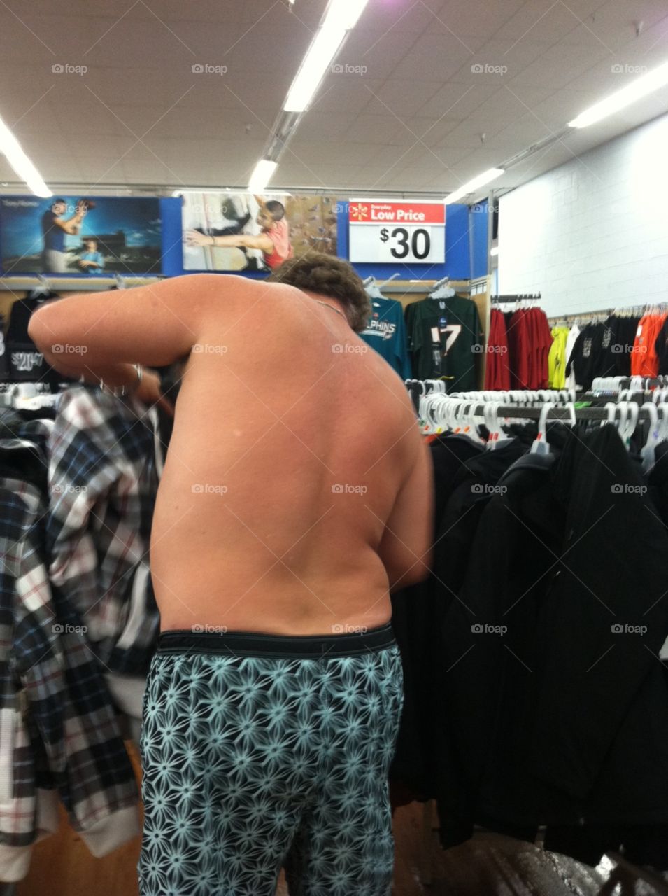 Man in Underwear Trying on Clothes in Walmart!
