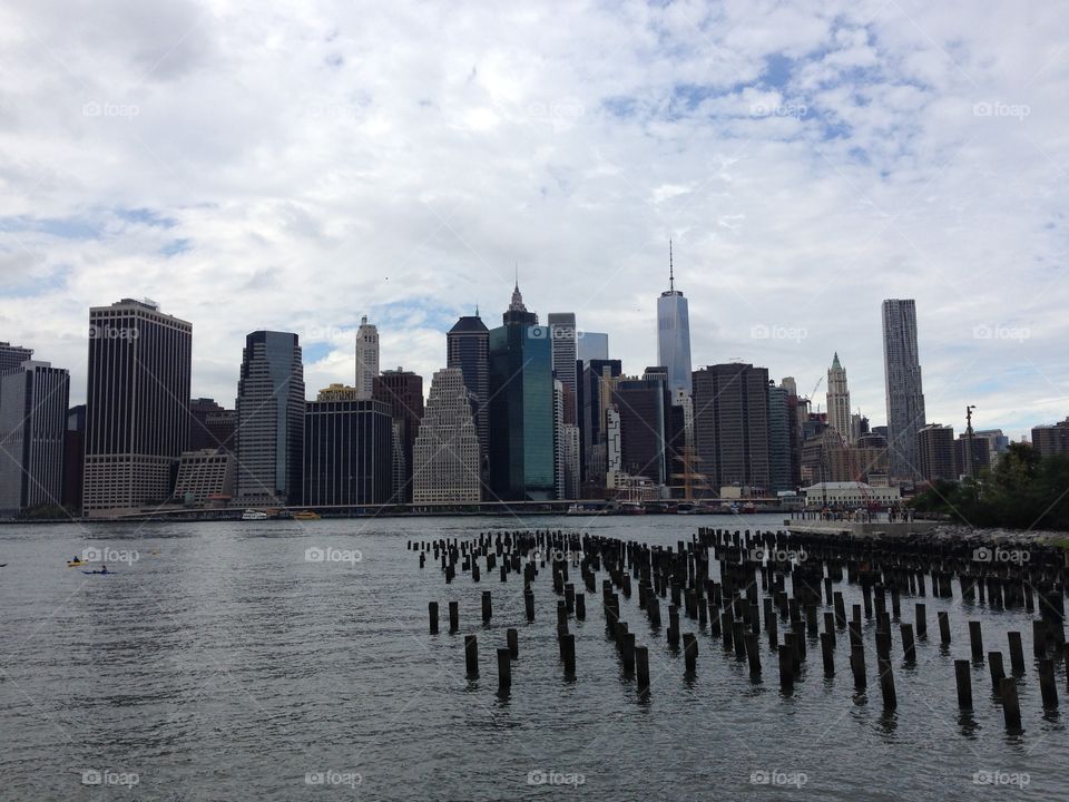 New York skyline. Manhattan's skyline and the Hudson River 