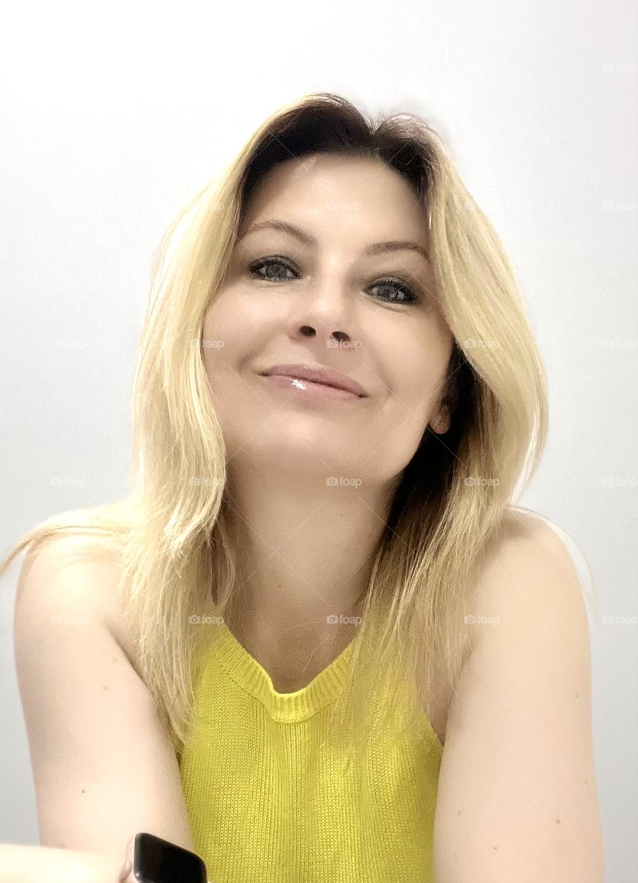 The portrait was taken against a light background.