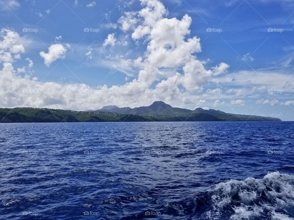 Capturing the amazing views while sailing towards the Pitons of St Lucia