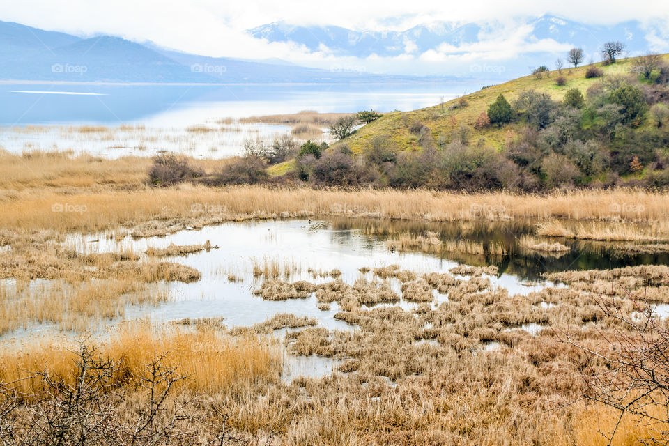 Lake Landscape At Prespes, Florina Region In Greece
