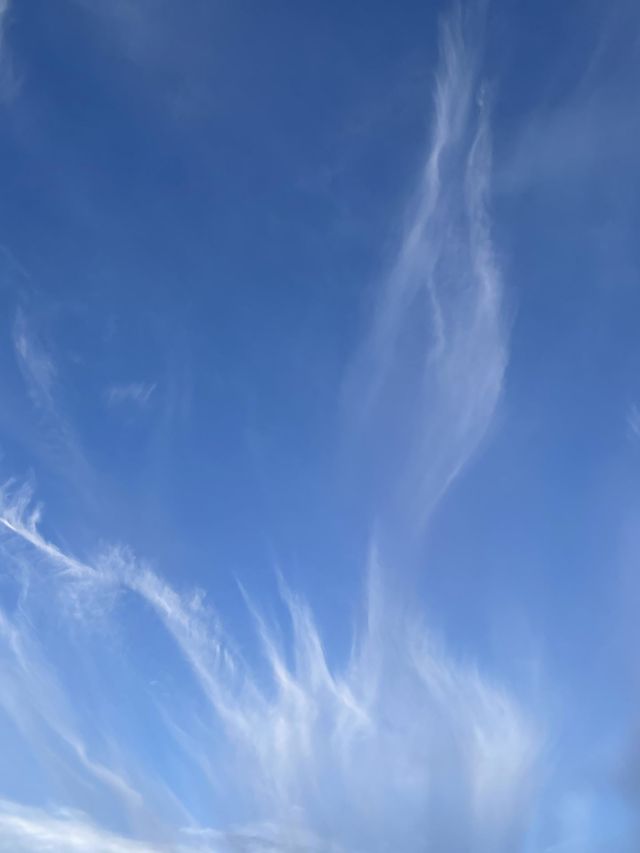 Bright white clouds with a bright blue and clear sky.