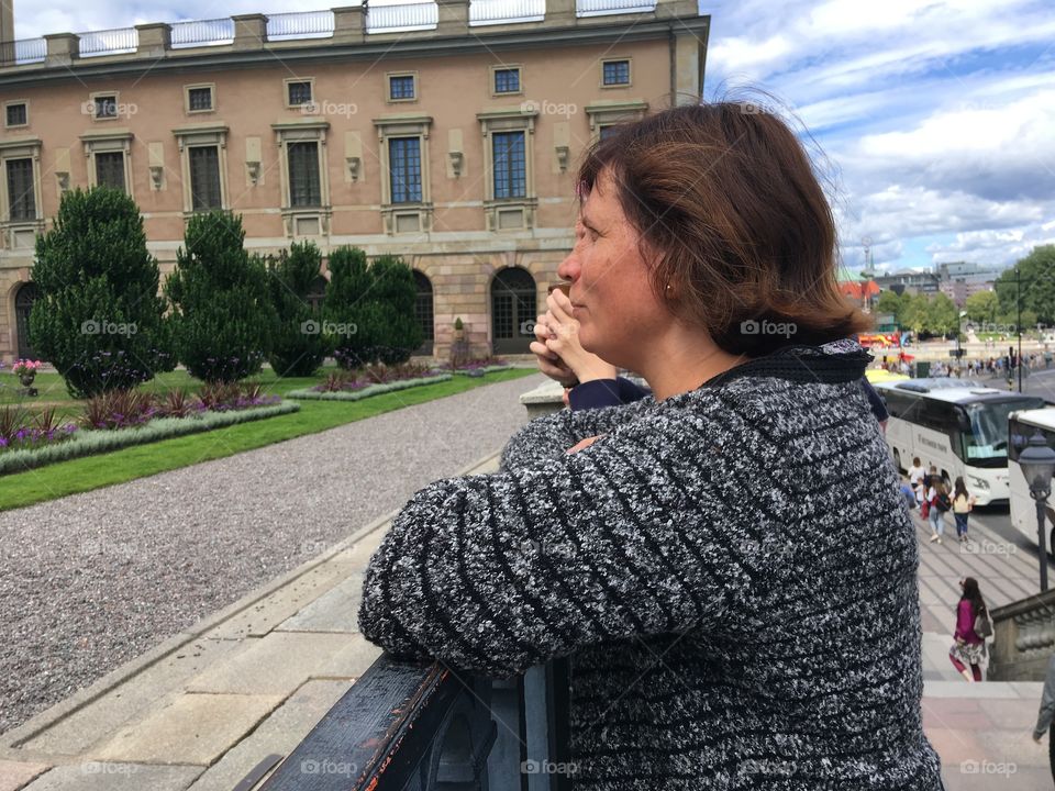 Mother enjoying Stockholm