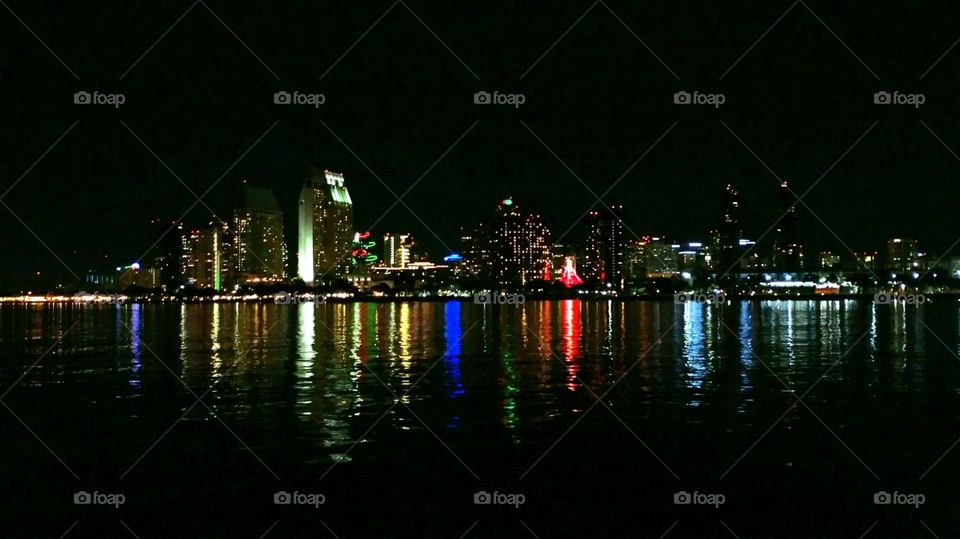 San Diego Bay skyline at night