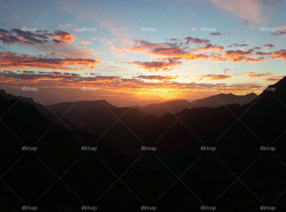 Sunset, Dawn, Mountain, No Person, Landscape