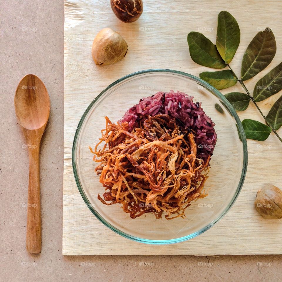 Elevated view of food in bowl