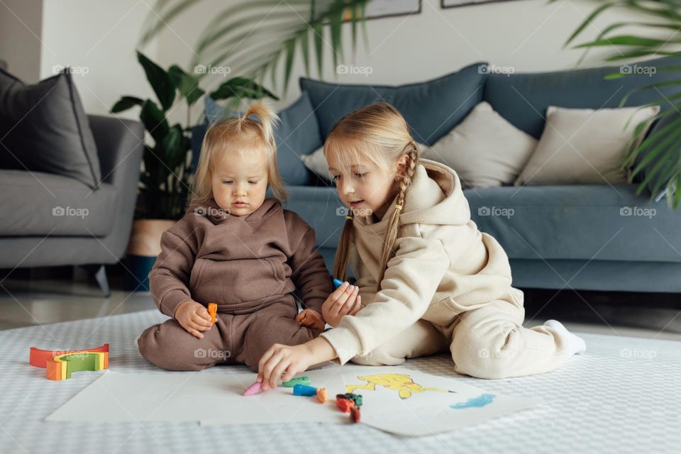 Kids painting at home 