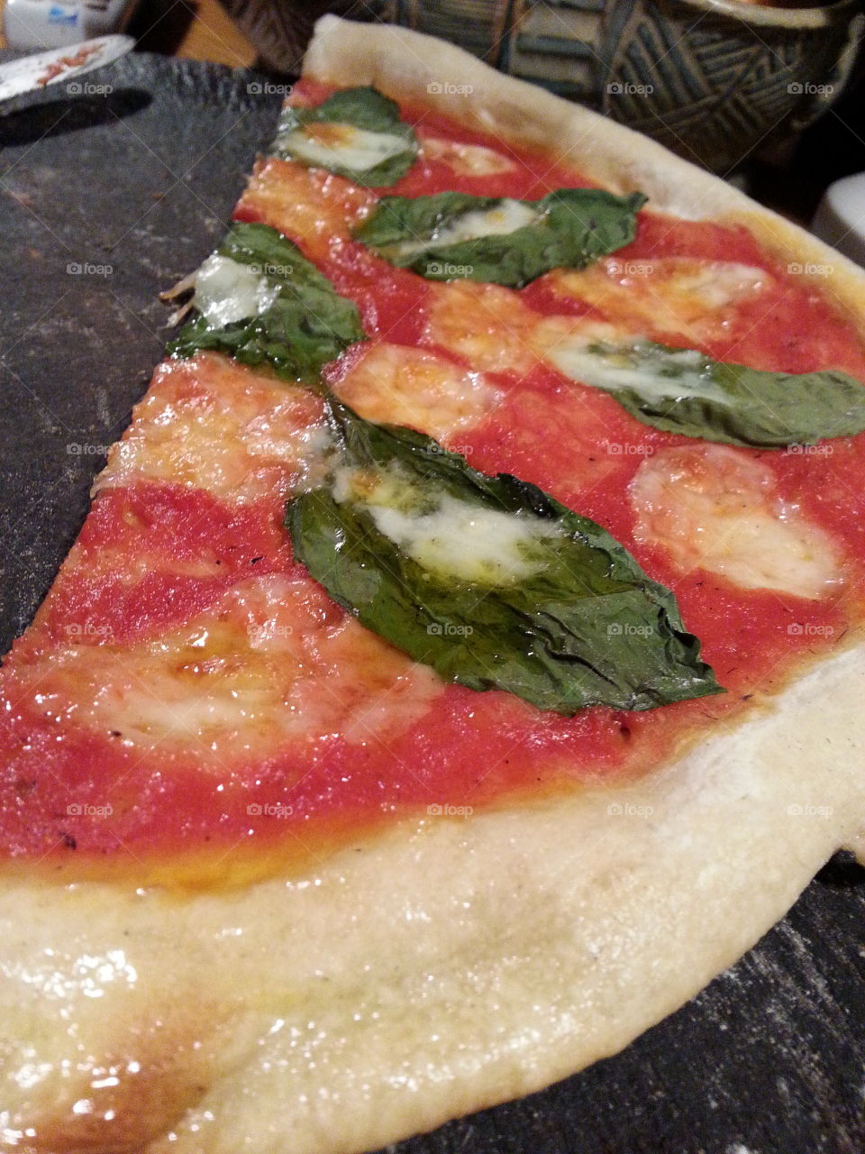 pizza. basil