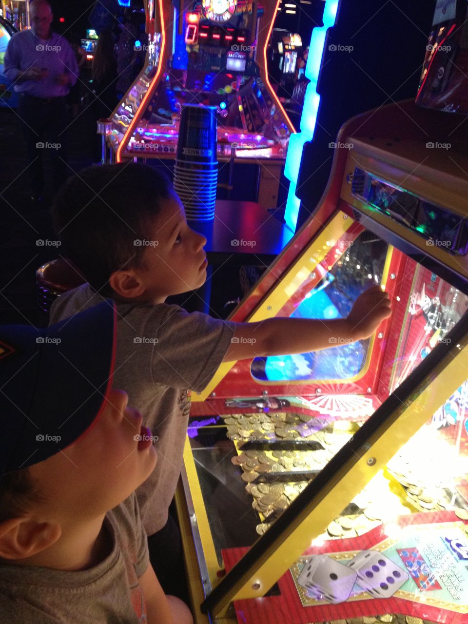 kids playing in arcade