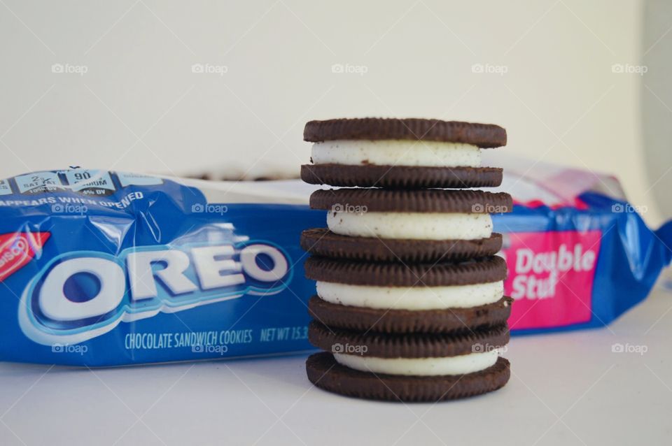 Double stuff Oreo cookies in front of package