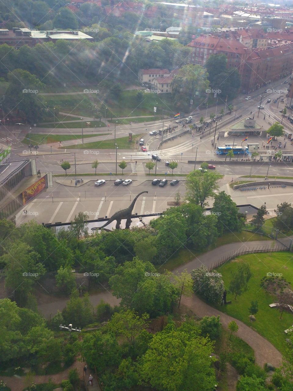 Gothenburg city seen from above on a ferris wheel in liseberg