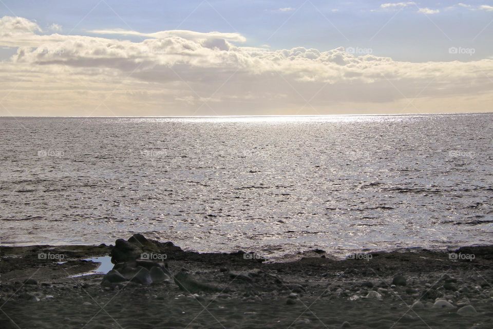 Beach on La Palma overlooking the Atlantic at dusk