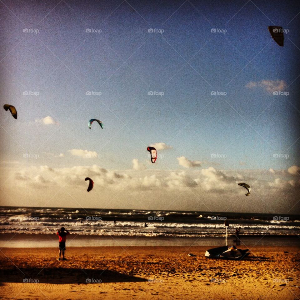 Kite Surfing on Banana Beach, Tel Aviv
