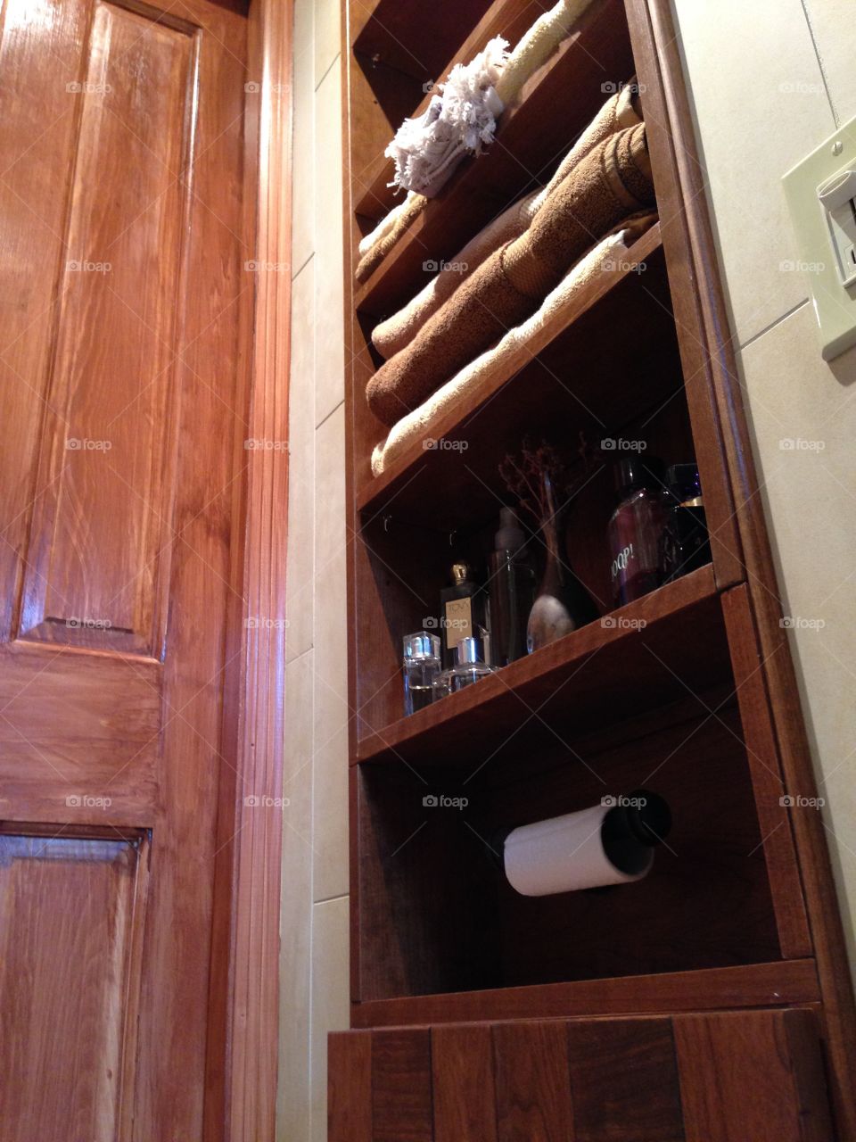 Low angle view of built in shelves in Queens NY