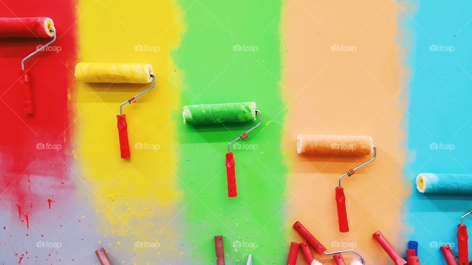 colorful paints painted on the wall