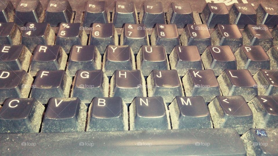 Dirty Keyboard. An office dirty keyboard