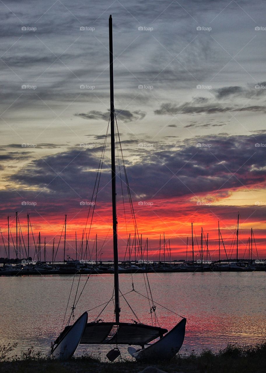 Harbour in sunset