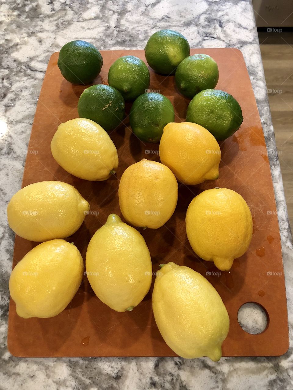 Lemons and limes on counter