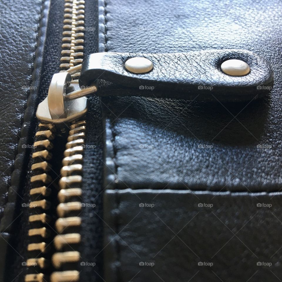 Z is for Zip ... close up photo taken of my black handbag 