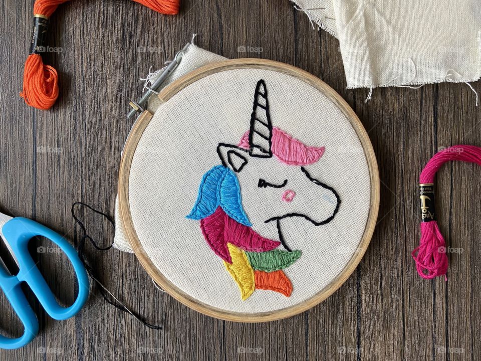 Something I love embroidery, threads, needle is all that keeps me going, passionate about embroidery, embroidery love , this is the thing I can’t live without, unicorn be unique, fly to the rainbow 🌈