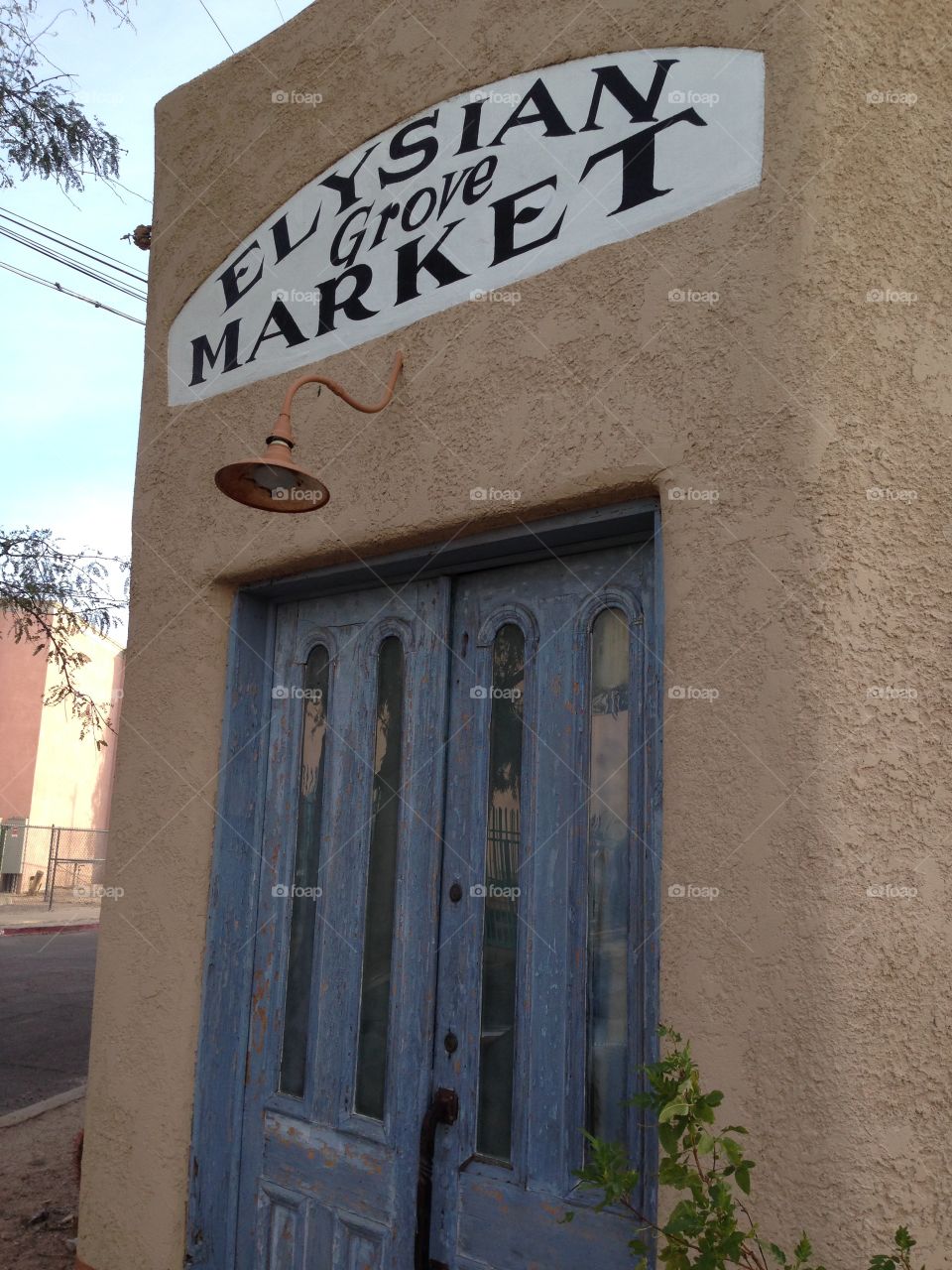 Elysian grove market blue door