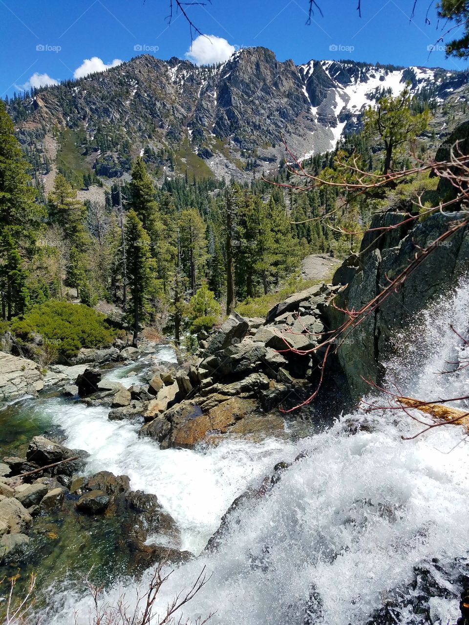 springtime waterfall in the Sierras