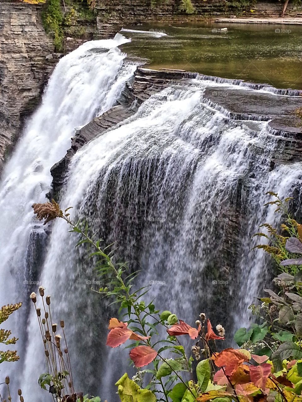 Letchworth park waterfall. waterfall at Letchworth state park