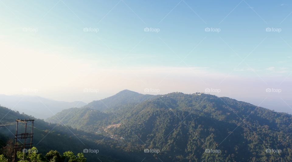 Beautiful Mountain-Top view at Golden Rock Pagoda