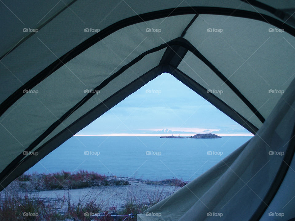 View from tent over the Baltic sea