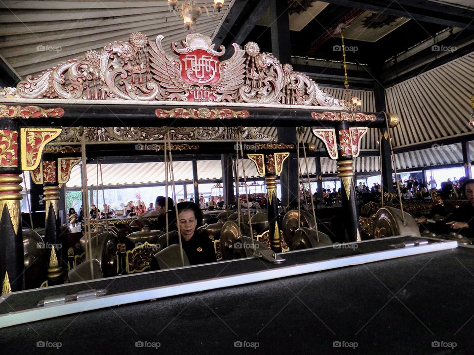This traditional musical instrument for Javanese culture in the city of Yogyakarta from Indonesia is made of woodcarved material and some of it is made of iron