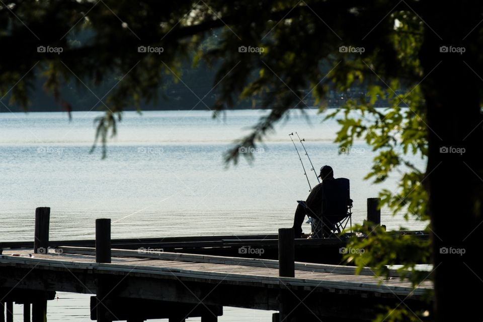 Man fishing at lake