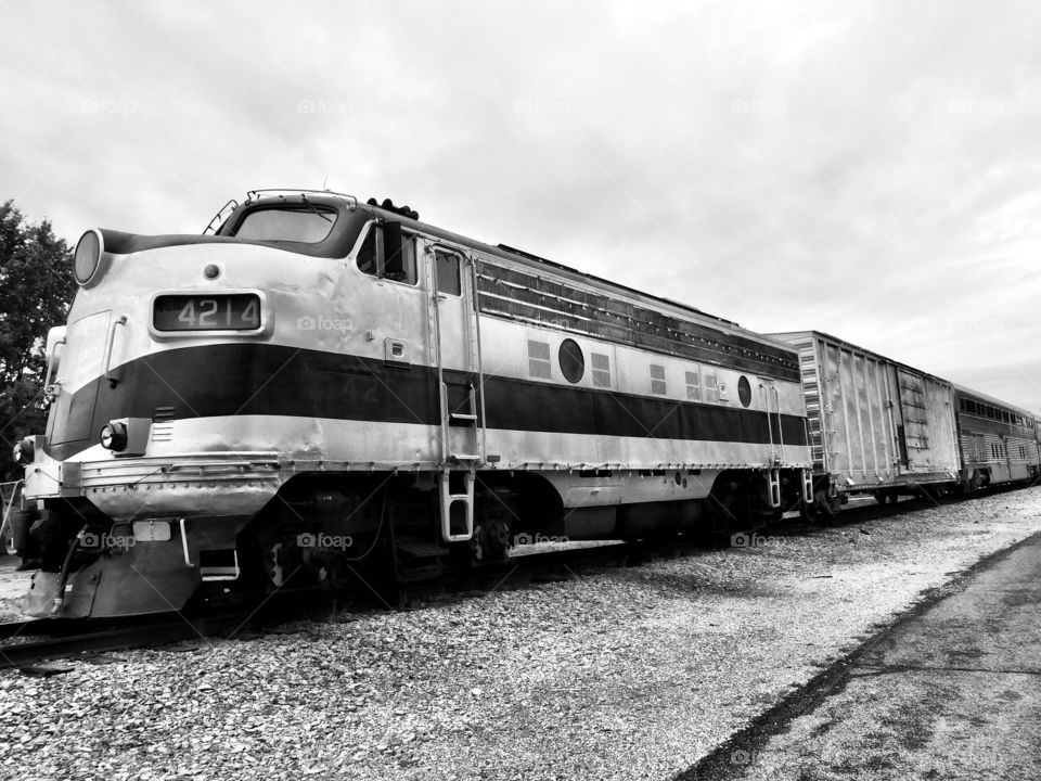 Old train on a winter day in Indiana 
