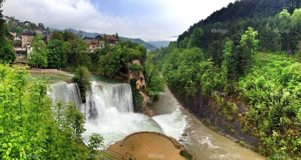 Waterfall in river